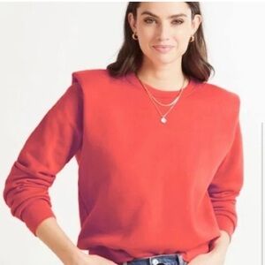 NWT Sundry  Sweatshirt - S tomato red , cotton, padded shoulder Nordstrom